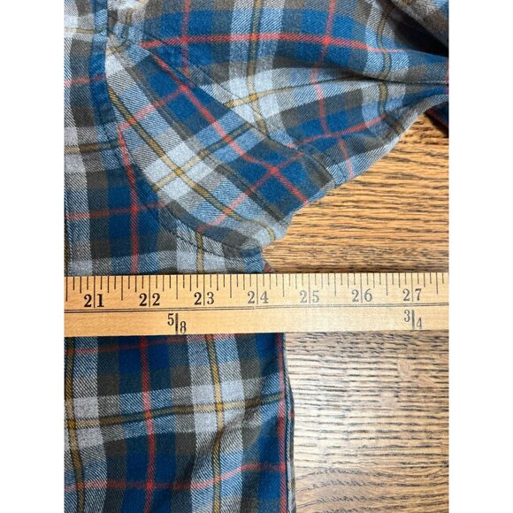 Duluth Trading Mens Blue Gray Red Plaid Button Down Flannel Size Large Outdoor - Picture 11 of 12